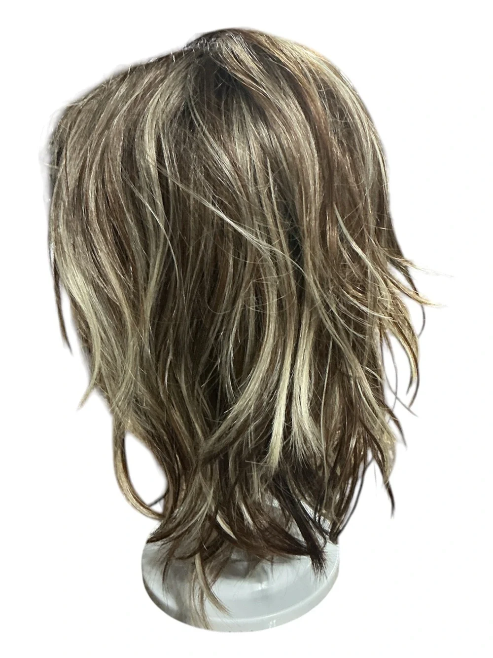 Rene of Paris Natural Layered Women's Wig in Light Brown with Blonde Highlights.